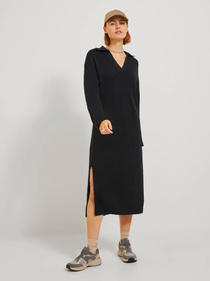 JJXX Kleider*JXARIELLA POLO NECK DRESS KNIT Black