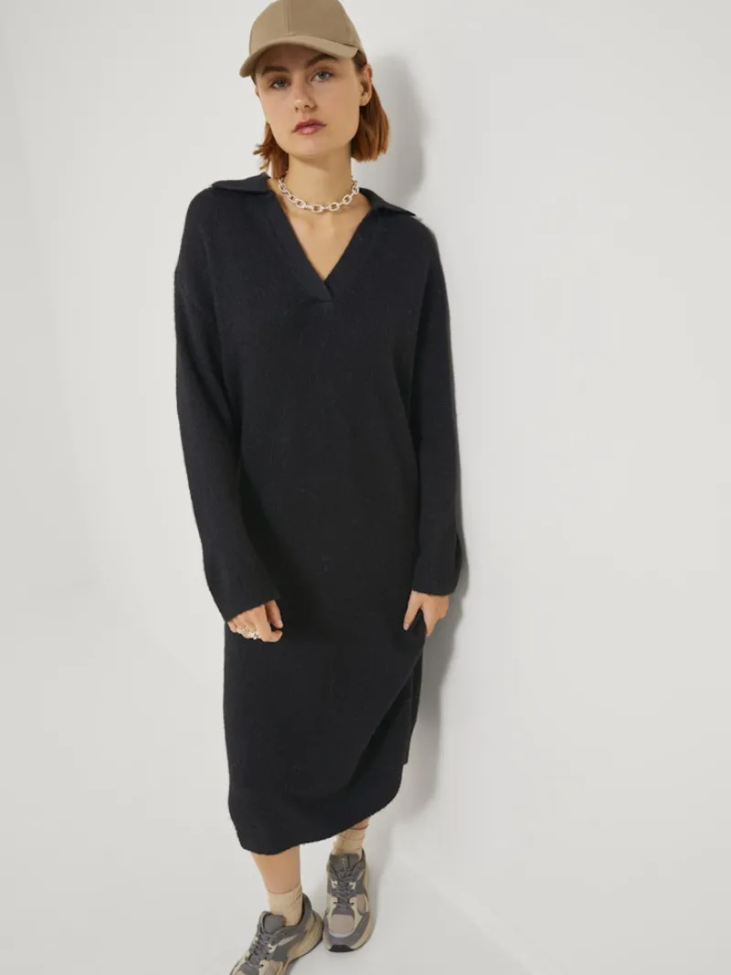 JJXX Kleider*JXARIELLA POLO NECK DRESS KNIT Black