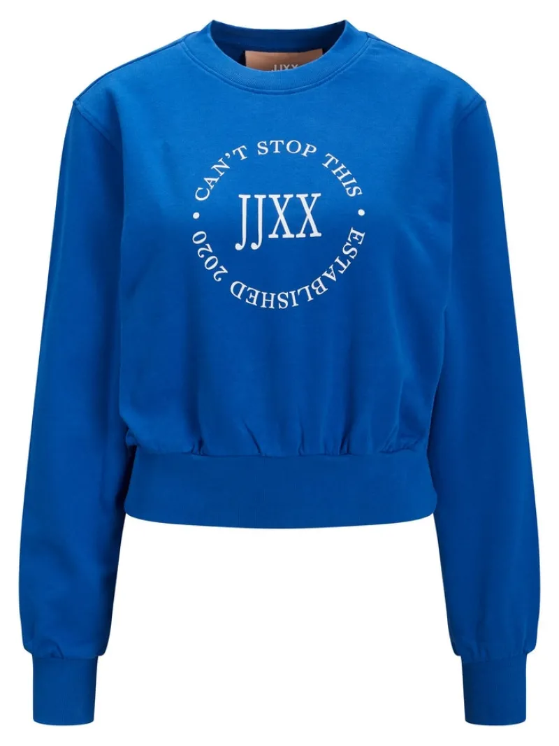 JJXX Pullover & Sweatshirts*JXBELLA LS RELAXED VINT SWEAT SN Blue Iolite-BRIGHT WHITE PRINT