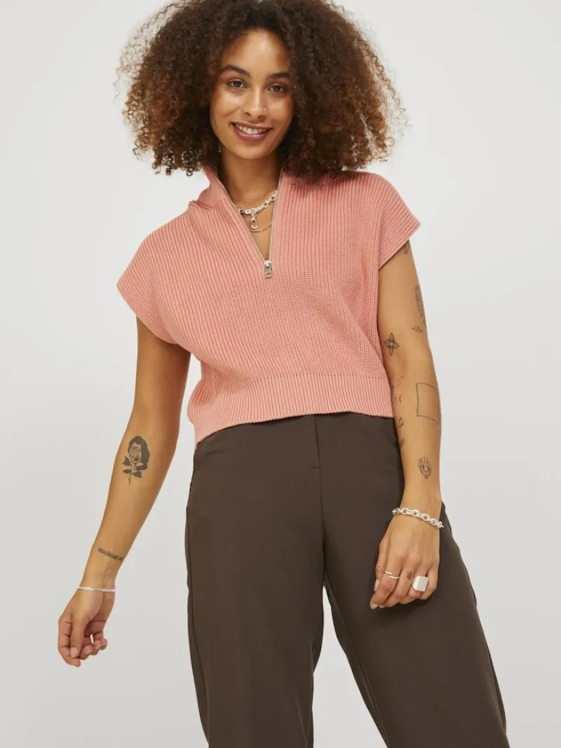 JJXX Pullover & Sweatshirts*JXFLORENCE TWIST HALF ZIP VEST KNIT SN coral haze