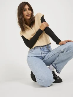 JJXX Pullover & Sweatshirts*JXFLORENCE TWIST HALF ZIP VEST KNIT SN Beige