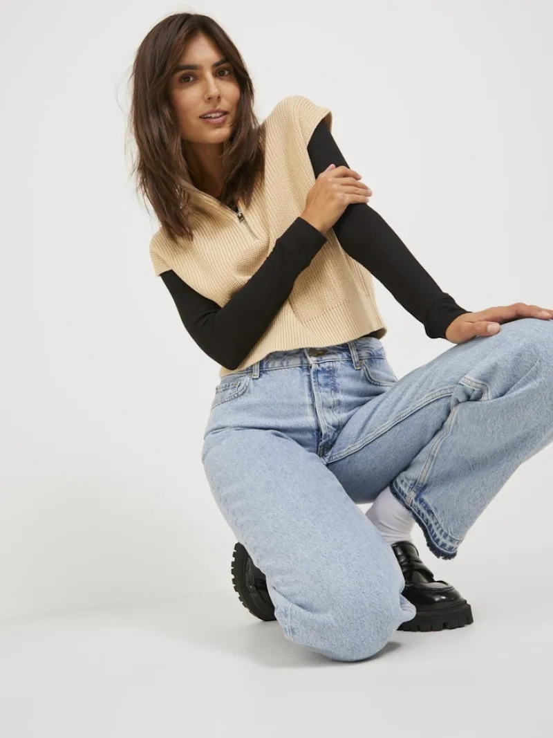 JJXX Pullover & Sweatshirts*JXFLORENCE TWIST HALF ZIP VEST KNIT SN Beige