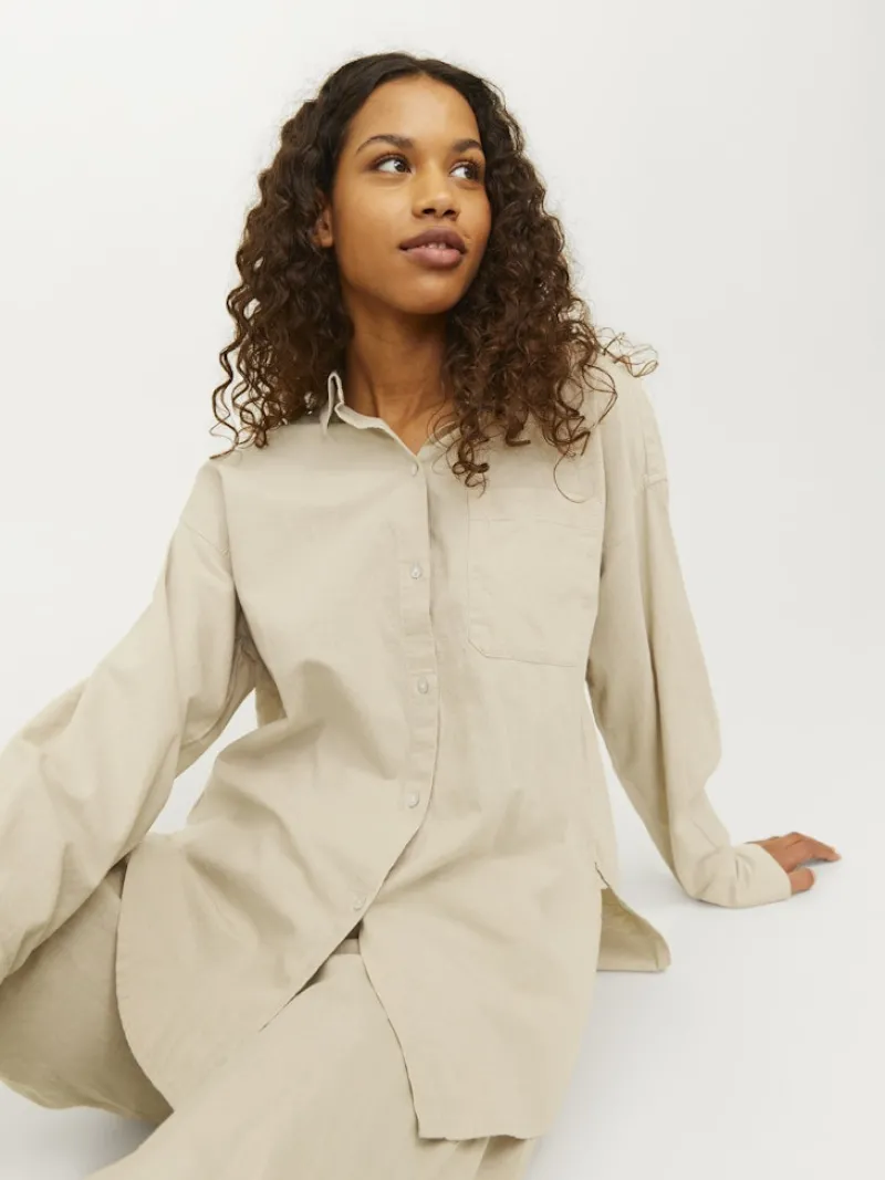 JJXX Blusen*JXJAMIE LS RLX LINEN BLEND SHIRT WVN SN Cement