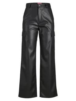 JJXX Hosen*JXKENYA FAUX LEATHER CARGO PANTS Black