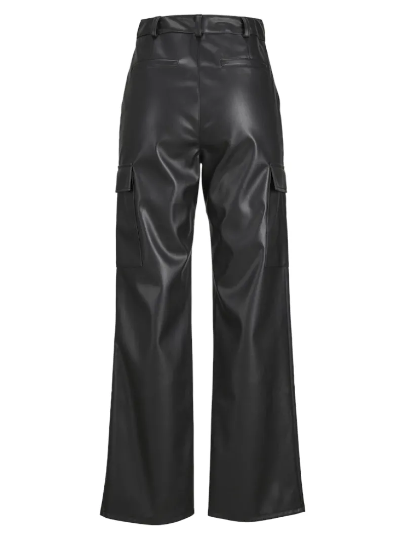 JJXX Hosen*JXKENYA FAUX LEATHER CARGO PANTS Black