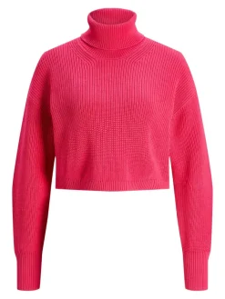 JJXX Pullover & Sweatshirts*JXLIV TWIST CROP HIGH NECK KNIT Raspberry Sorbet