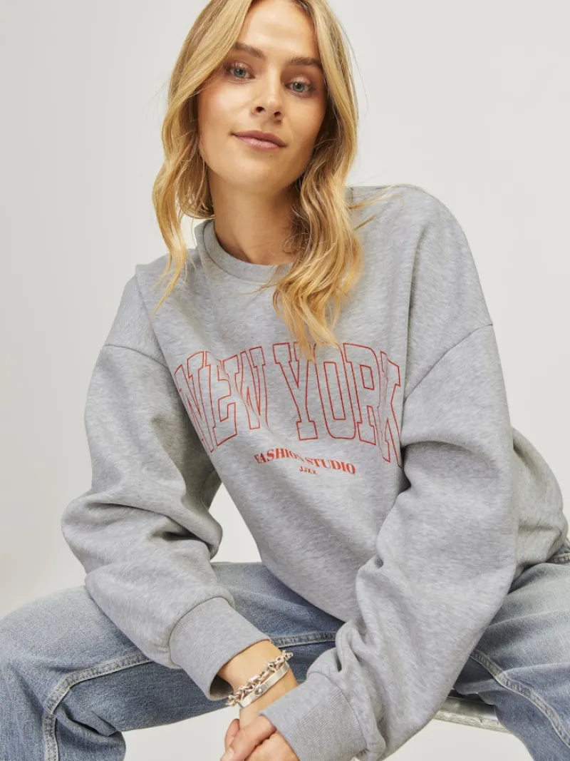 JJXX Pullover & Sweatshirts*JXMERLE RLX SHORT LS CREW SWT LN light grey melange1