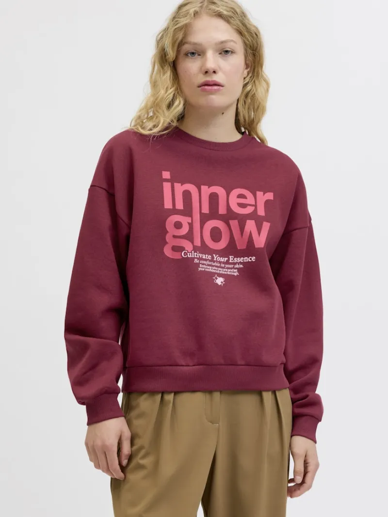 JJXX Pullover & Sweatshirts*JXMIMI RLX LS PRINT CREW SWT cabernet