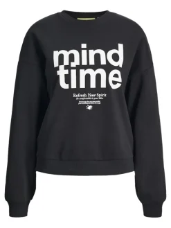 JJXX Pullover & Sweatshirts*JXMIMI RLX LS PRINT CREW SWT Black