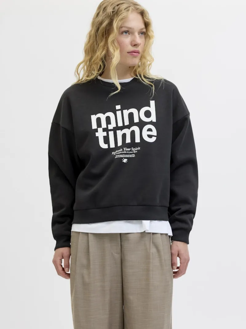 JJXX Pullover & Sweatshirts*JXMIMI RLX LS PRINT CREW SWT Black