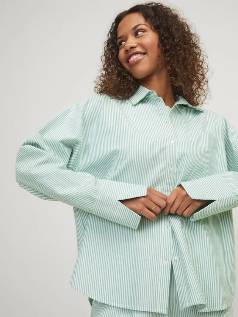 JJXX Blusen*JXSIVA OXFORD LS SHIRT WVN Grayed Jade