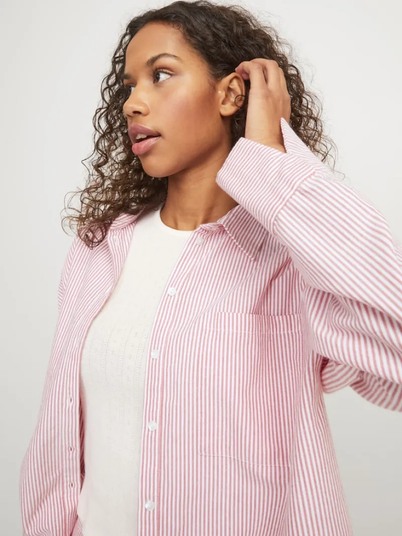 JJXX Blusen*JXSIVA OXFORD LS SHIRT WVN Fiery Red