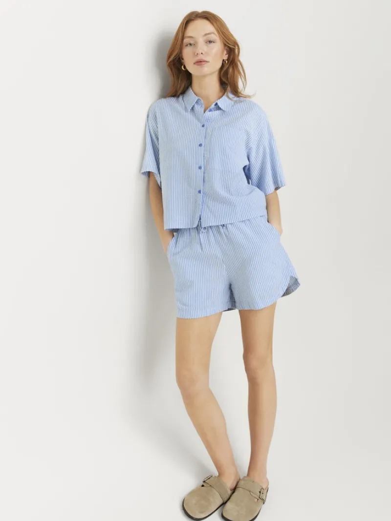 JJXX Shorts*JXWINDY SEERSUCKER HW SHORTS WVN SN Little Boy Blue