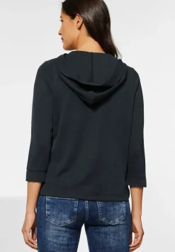 Street One Shirts*Kapuzenshirt in Seidenoptik Black