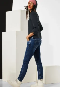 Street One Shirts*Kapuzenshirt in Seidenoptik Black