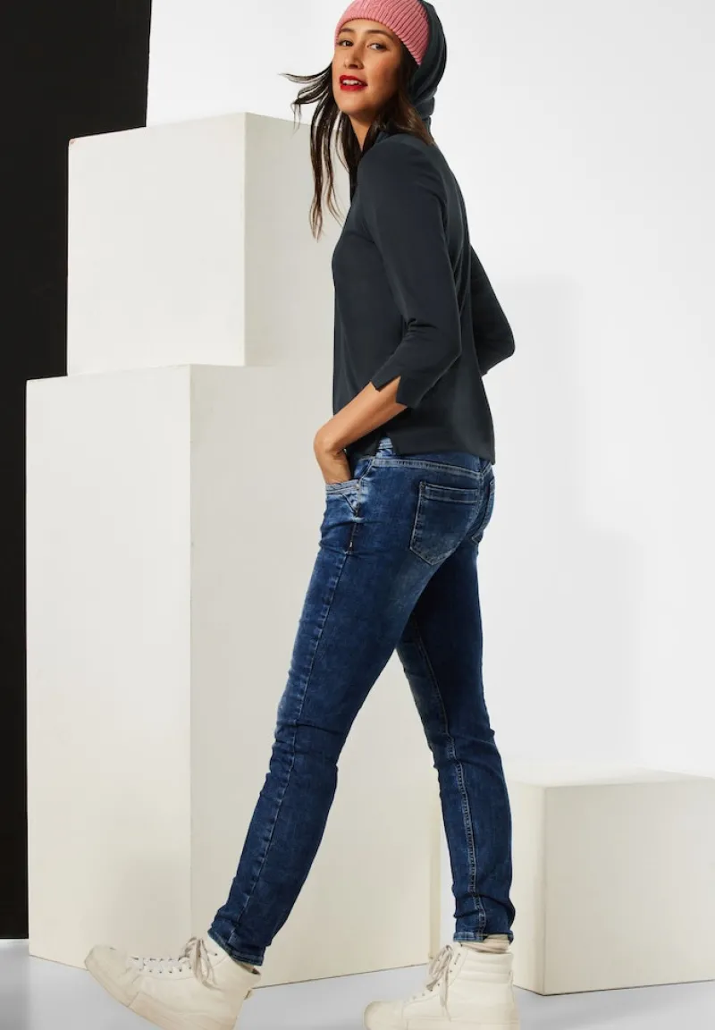 Street One Shirts*Kapuzenshirt in Seidenoptik Black