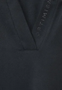 Street One Shirts*Kapuzenshirt in Seidenoptik Black