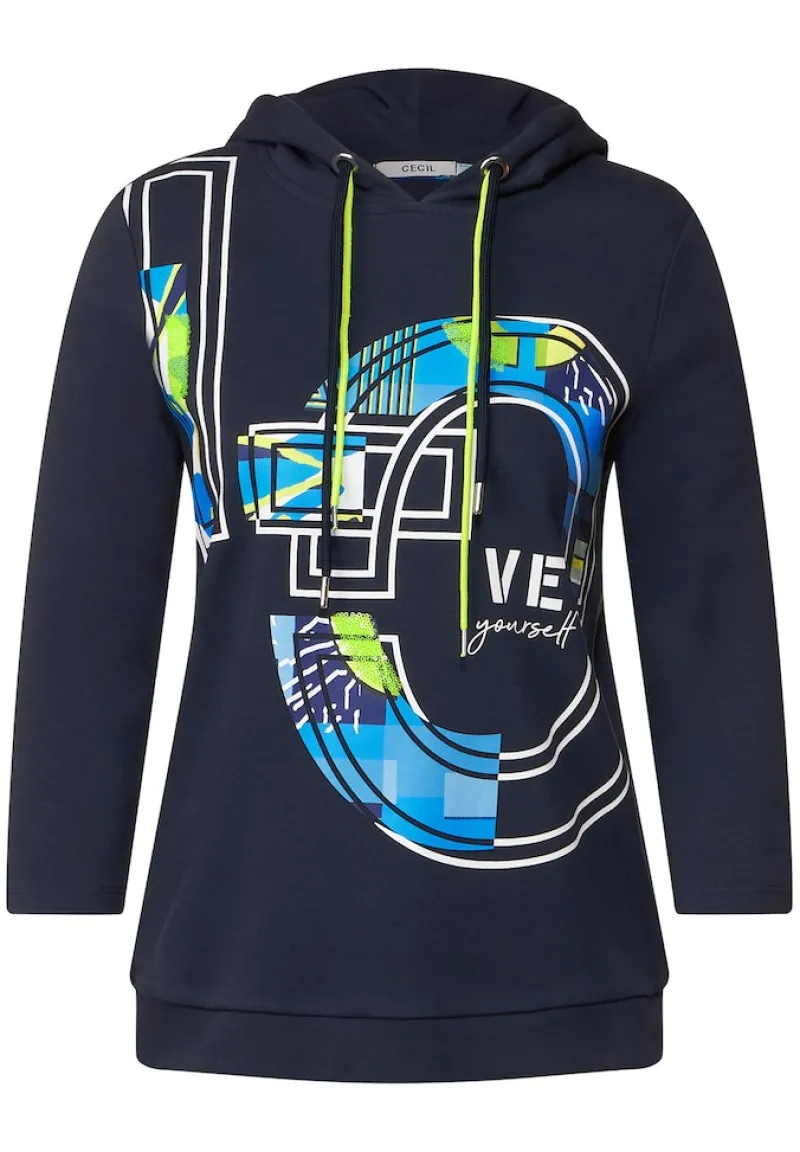 Cecil Pullover & Sweatshirts*Kapuzenshirt mit Frontprint deep blue