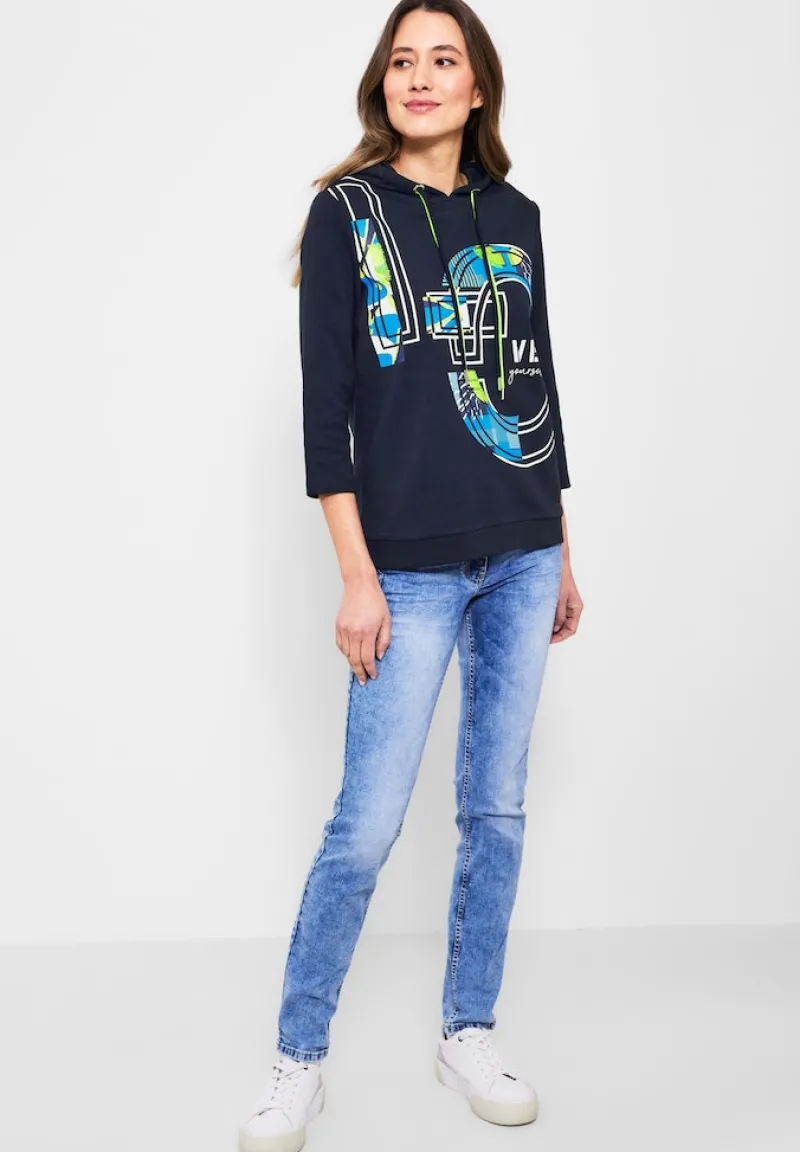 Cecil Pullover & Sweatshirts*Kapuzenshirt mit Frontprint deep blue