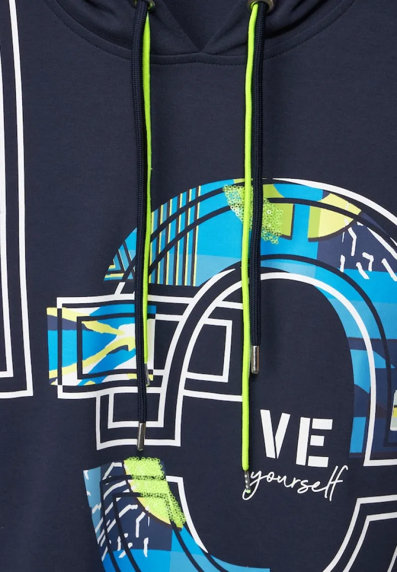 Cecil Pullover & Sweatshirts*Kapuzenshirt mit Frontprint deep blue