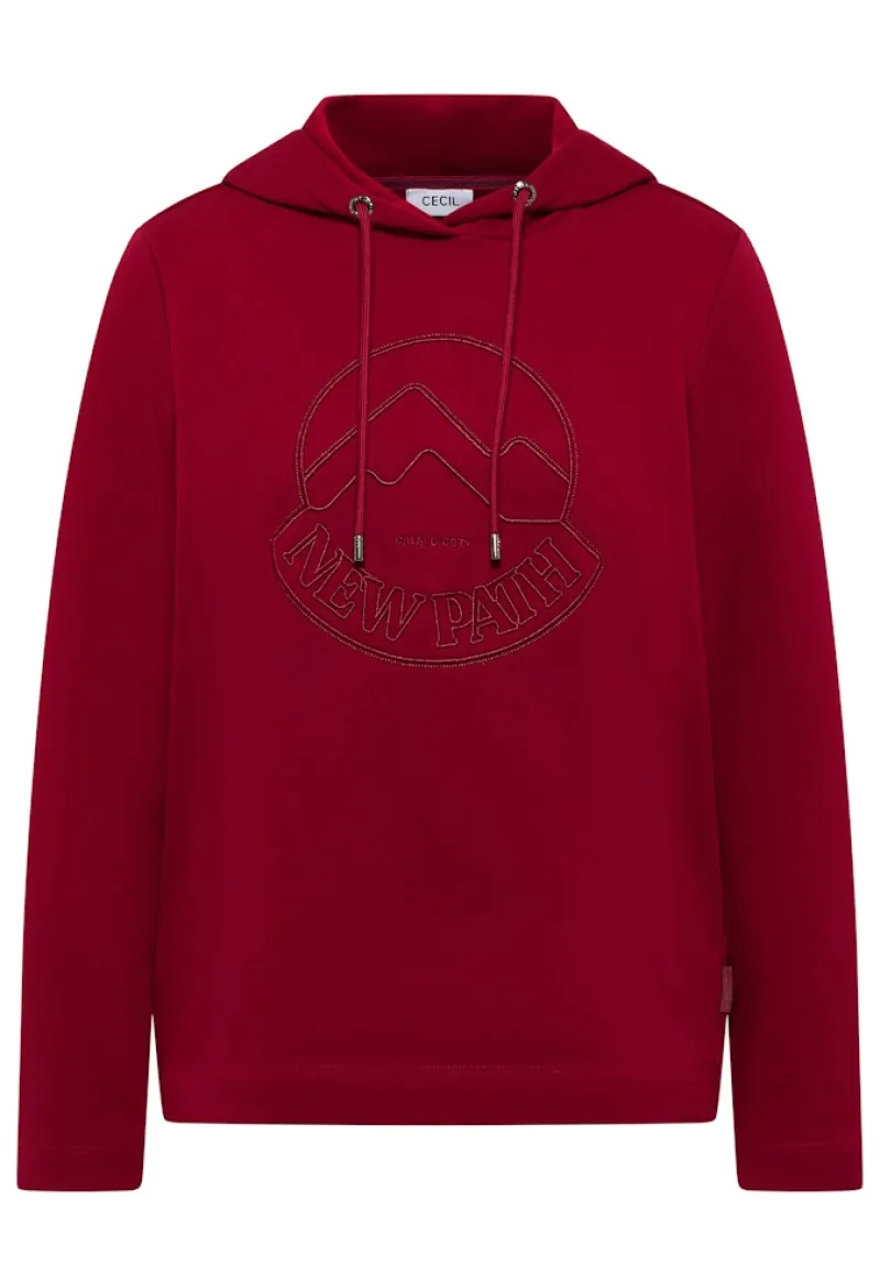 Cecil Shirts*Kapuzenshirt mit Stickerei beaujolais red