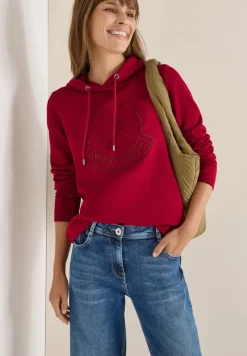 Cecil Shirts*Kapuzenshirt mit Stickerei beaujolais red