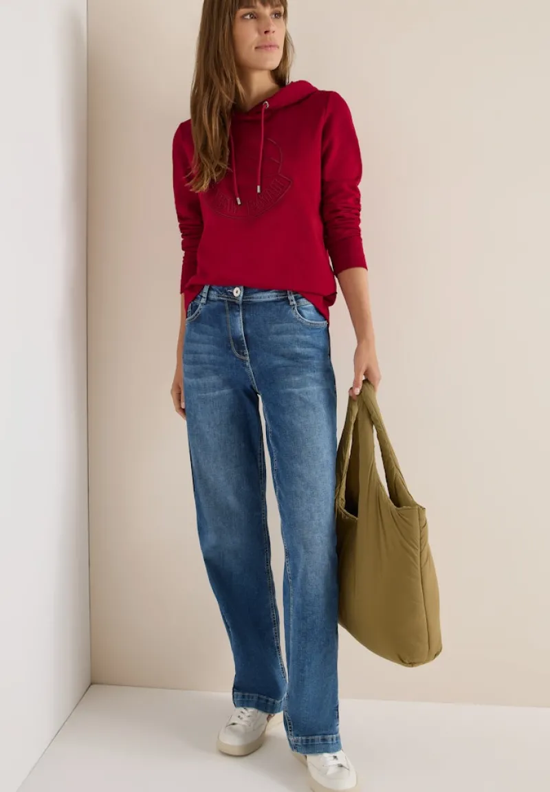 Cecil Shirts*Kapuzenshirt mit Stickerei beaujolais red