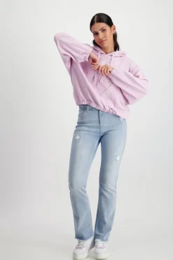 Monari Pullover & Sweatshirts*Kapuzenshirt mit Stoffbuchstaben lavender rose