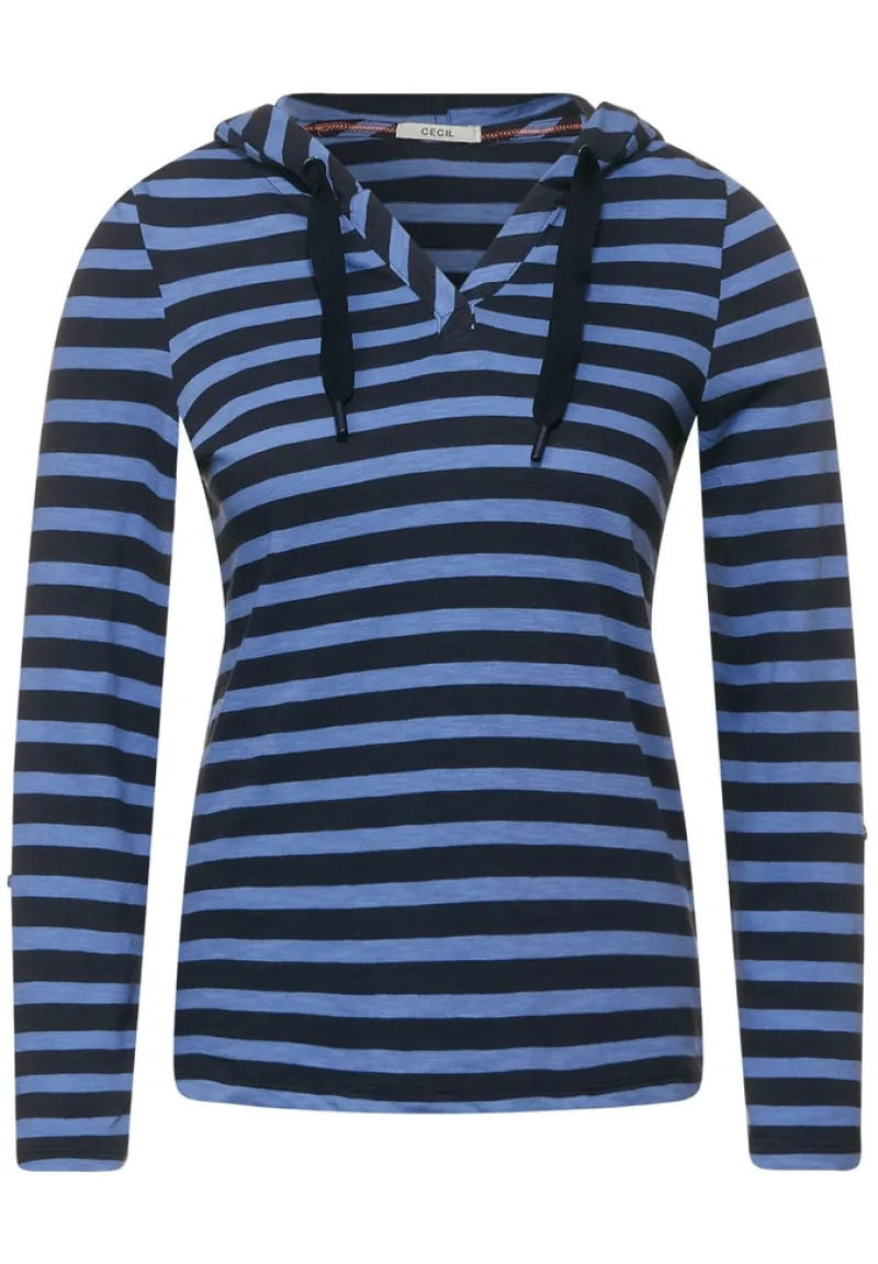 Cecil Shirts*Kapuzenshirt mit Streifen deep blue