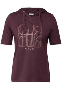 Cecil Shirts*Kapuzenshirt mit Wording mulberry red