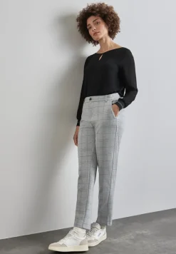 Street One Hosen*Karierte Chino heather grey mel.