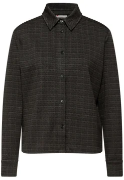 Street One Blusen*Karierte Jacquard Hemdbluse Black