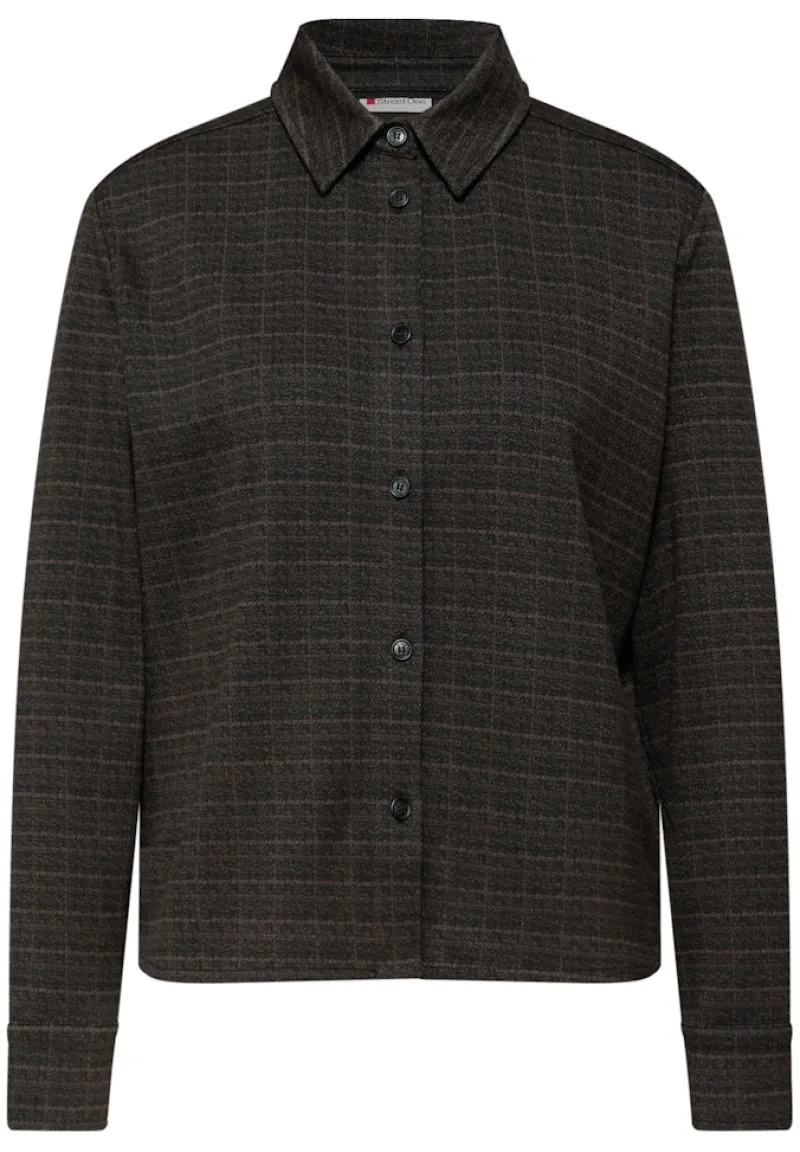 Street One Blusen*Karierte Jacquard Hemdbluse Black