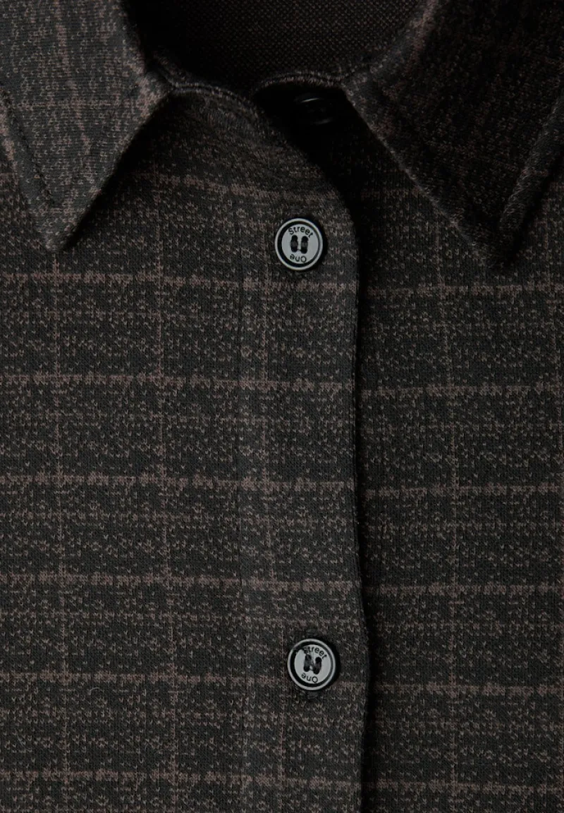 Street One Blusen*Karierte Jacquard Hemdbluse Black