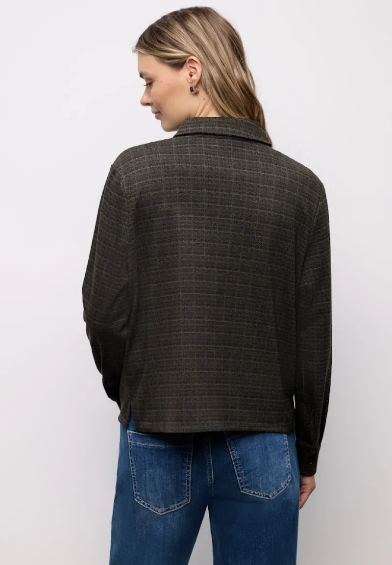 Street One Blusen*Karierte Jacquard Hemdbluse Black