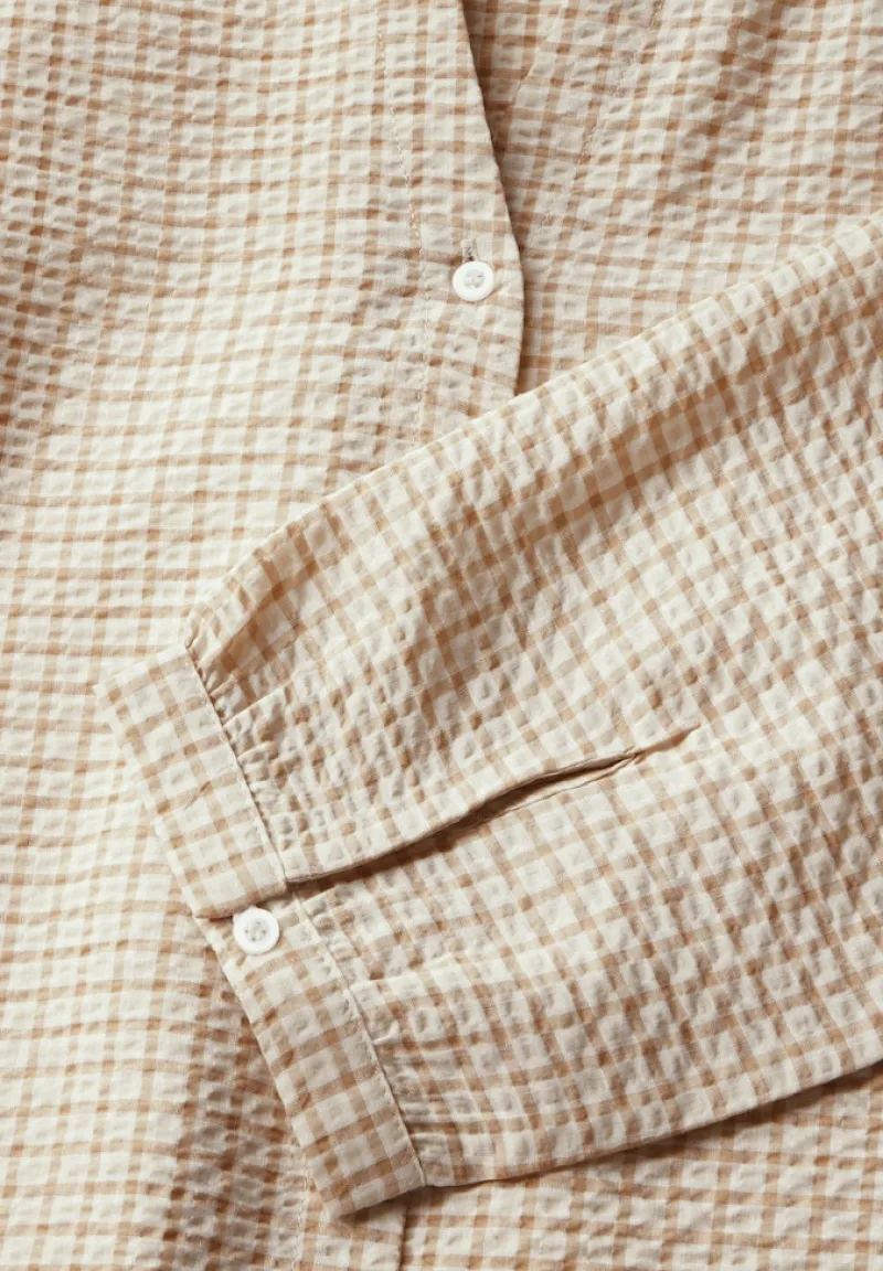 Street One Blusen*Karierte Seersucker Bluse safari beige