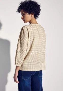 Street One Blusen*Karierte Seersucker Bluse safari beige