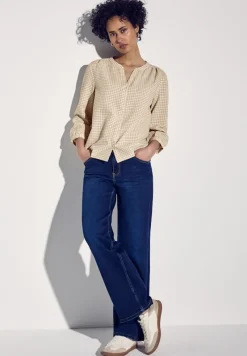 Street One Blusen*Karierte Seersucker Bluse safari beige