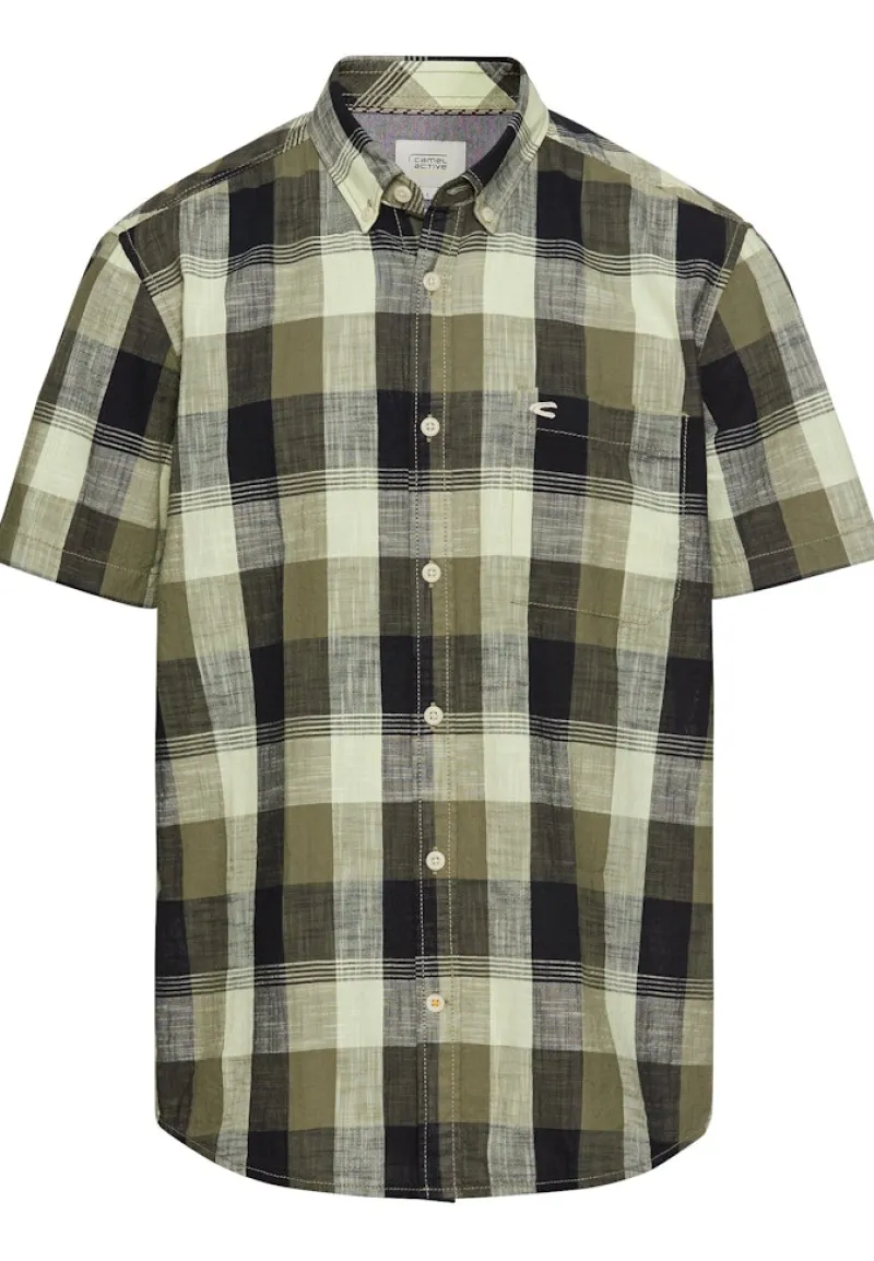 Camel Active Hemden|Big Boys*Kariertes Kurzarmhemd aus reiner Baumwolle dusty khaki