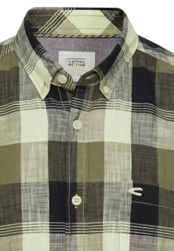 Camel Active Hemden|Big Boys*Kariertes Kurzarmhemd aus reiner Baumwolle dusty khaki