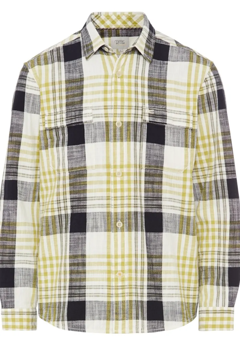 Camel Active Hemden|Big Boys*Kariertes Langarm Hemd aus Baumwolle moss