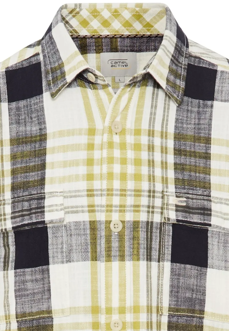 Camel Active Hemden|Big Boys*Kariertes Langarm Hemd aus Baumwolle moss