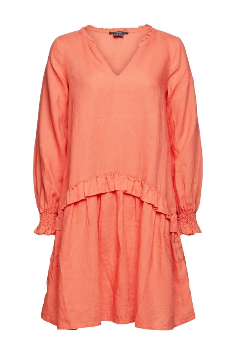 Esprit Kleider*Kleid aus 100% Leinen coral orange