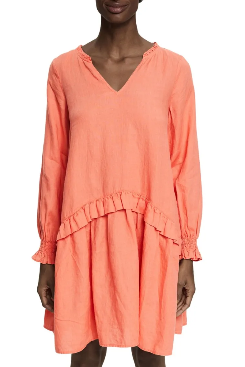 Esprit Kleider*Kleid aus 100% Leinen coral orange