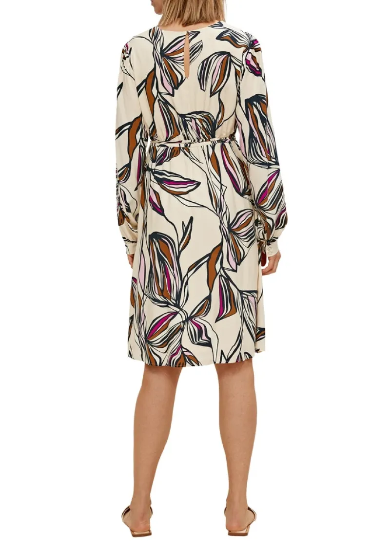 Comma Kleider*Kleid mit Allover-Print Beige