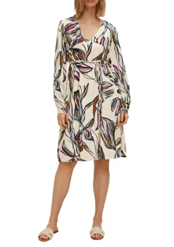 Comma Kleider*Kleid mit Allover-Print Beige