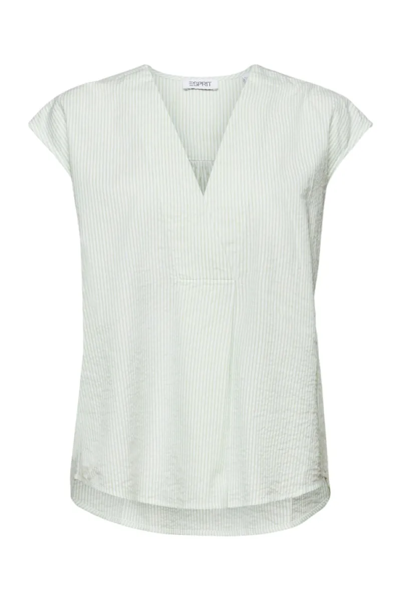 Esprit Blusen*Kurzarm-Bluse Crinkle-Effekt light green