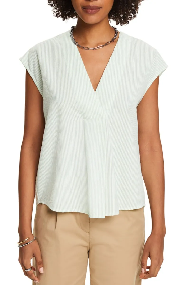 Esprit Blusen*Kurzarm-Bluse Crinkle-Effekt light green