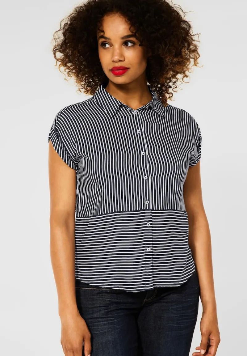 Street One Blusen*Kurzarmbluse im Streifenmix grand blue