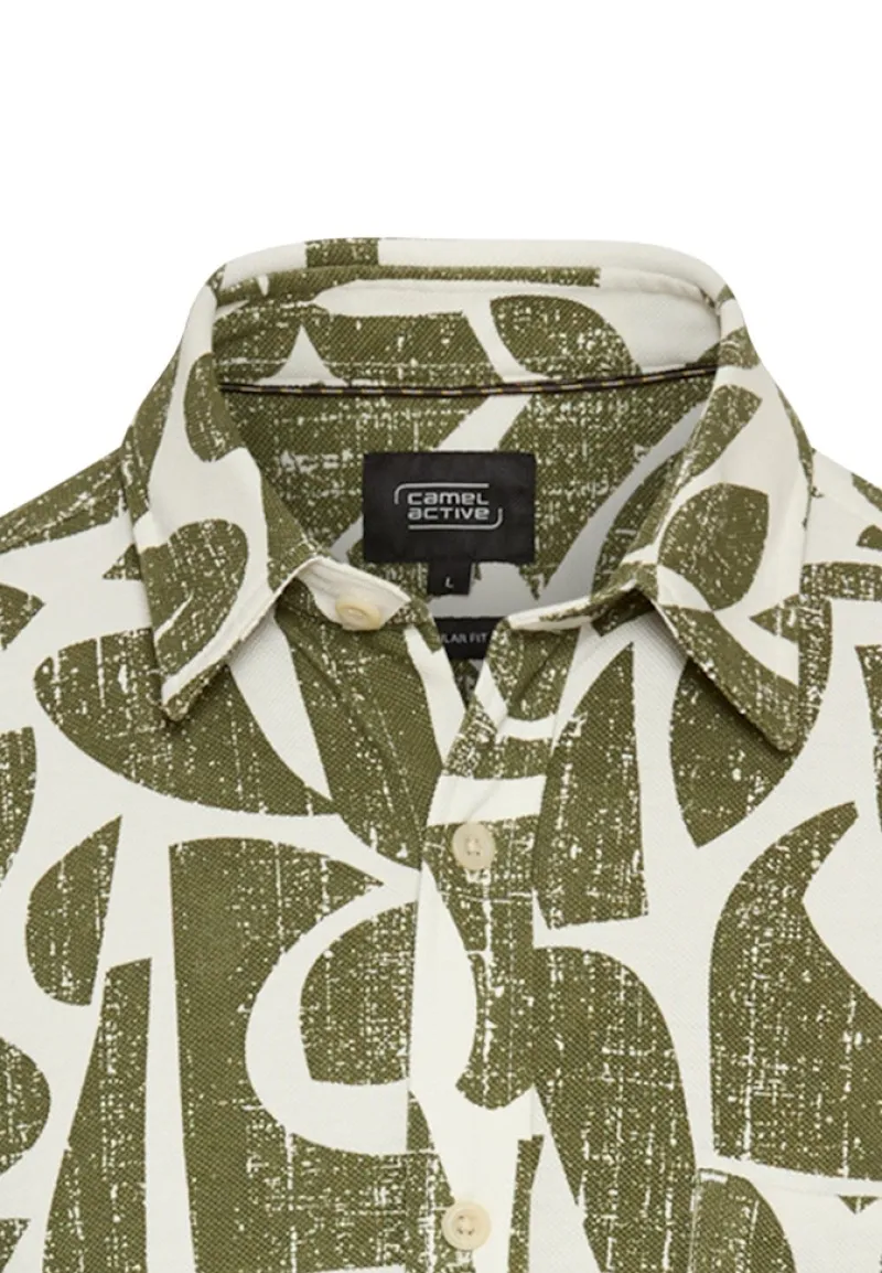 Camel Active Hemden|Big Boys*Kurzarm-Hemd aus Piqué-Baumwolle ecru